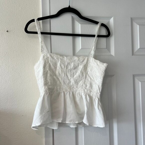 Lulu's Lovely Afternoon Ivory Lace Sleeveless Peplum Cami Top Size Small NWOT - Picture 4 of 7